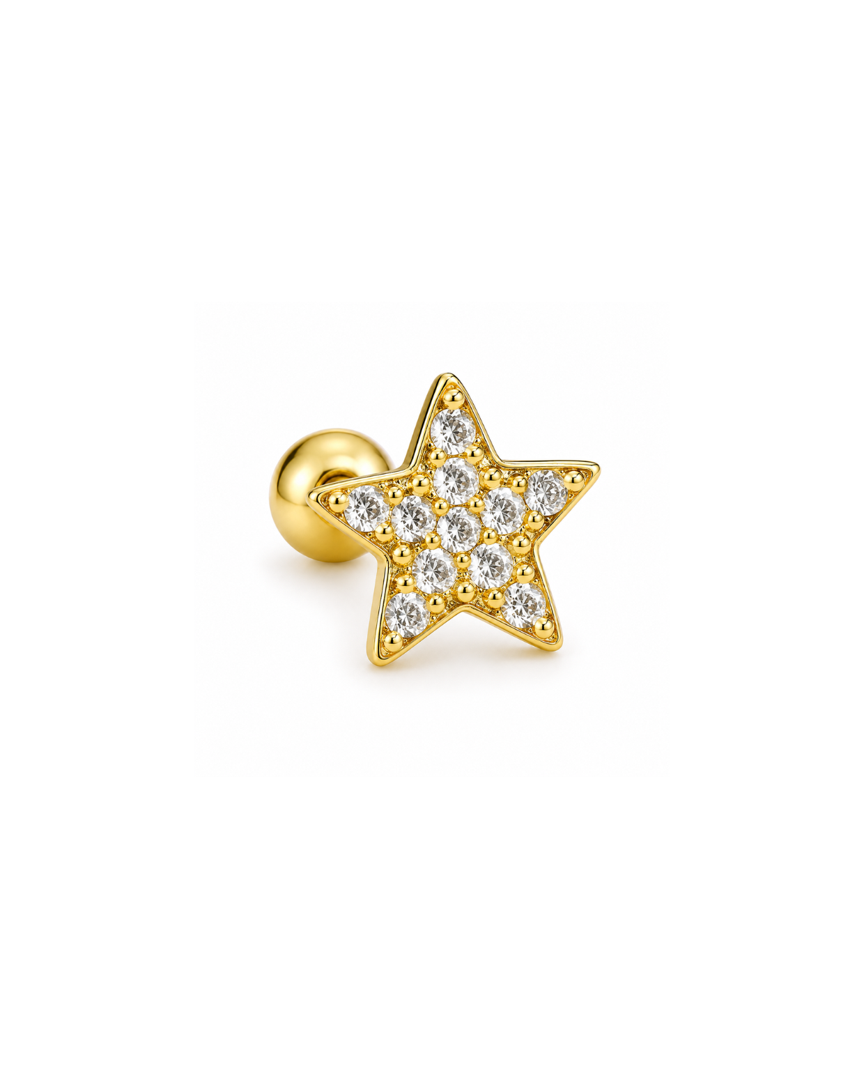 Piercing estrella con zirconias acero inoxidable
