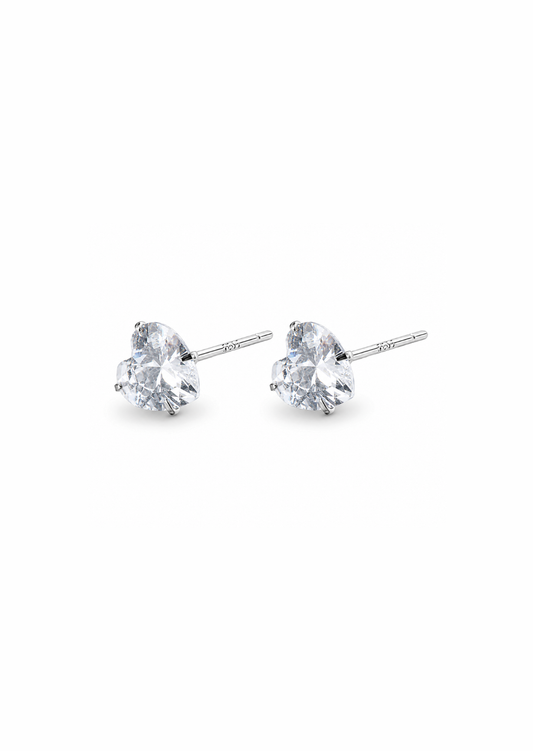 Aretes corazón con circon plata S999