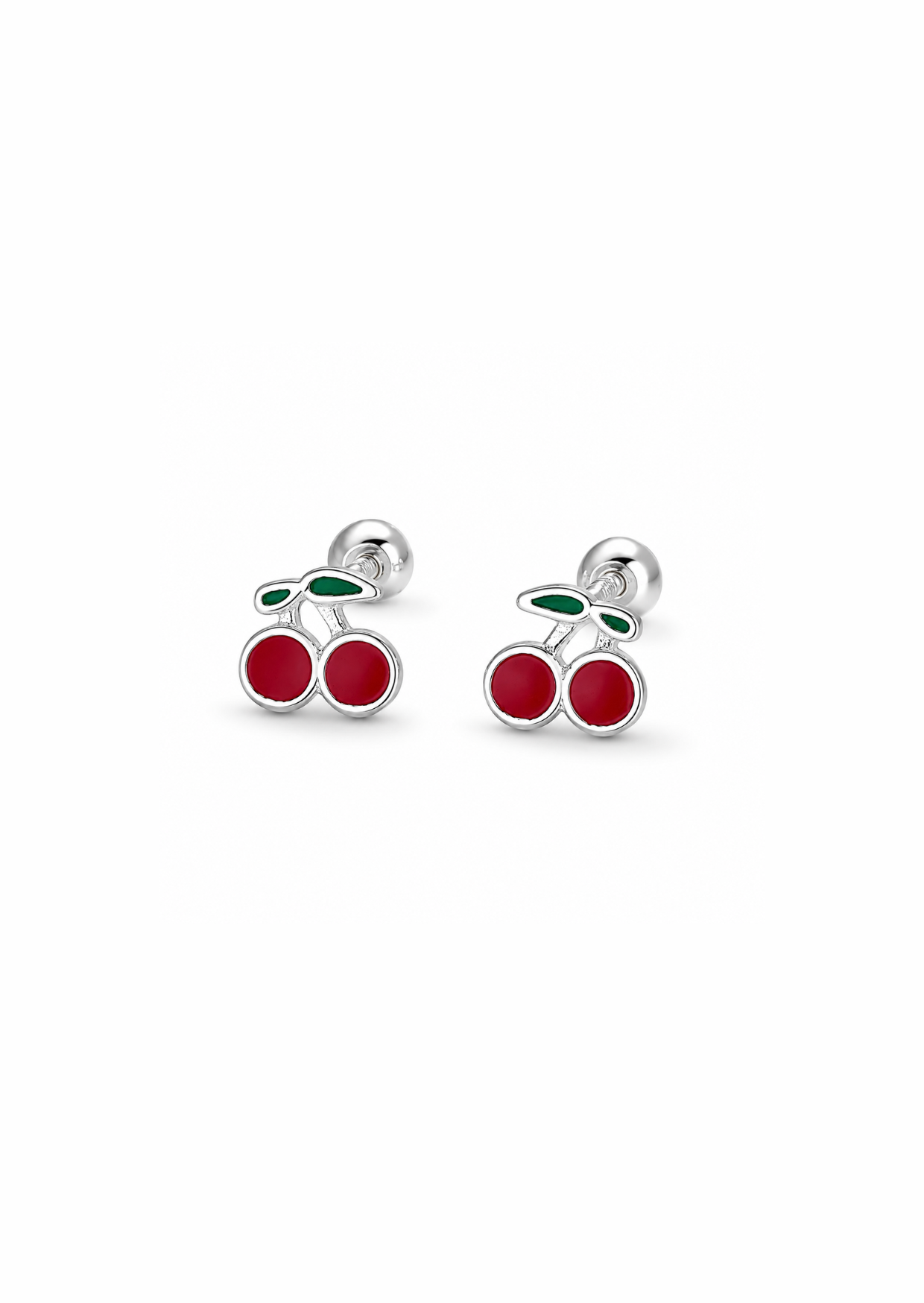 Aretes stud cerezas plata de ley 925