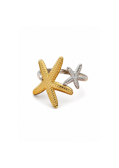 Anillo estrellas de mar bicolor acero Inoxidable 304