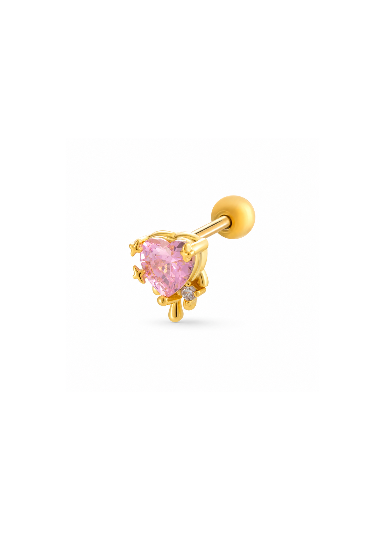 Piercing corazón rosa con estrellas acero inoxidable 316L Waterproof 💧