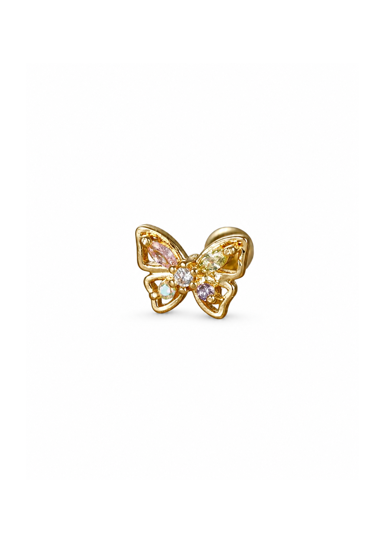 Piercing mariposa colores pastel acero inoxidable