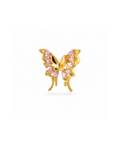 Piercing mariposa con cristales rosas acero inoxidable 316L Waterproof 💧