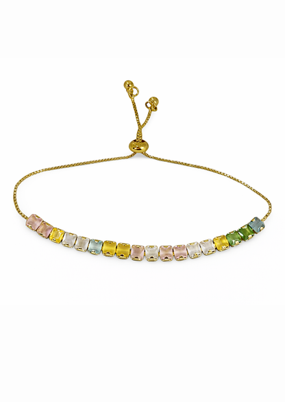 Pulsera con incrustaciones colores chapa de oro