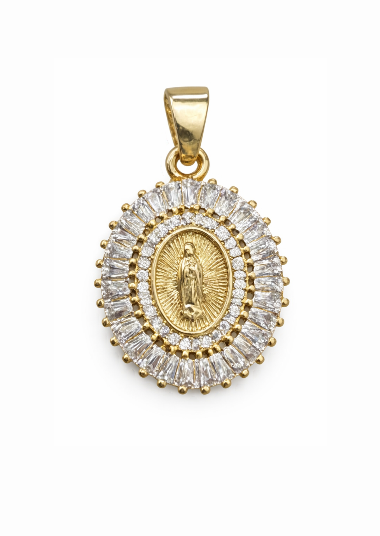 Dije medalla virgen de Guadalupe brillante acero inoxidable