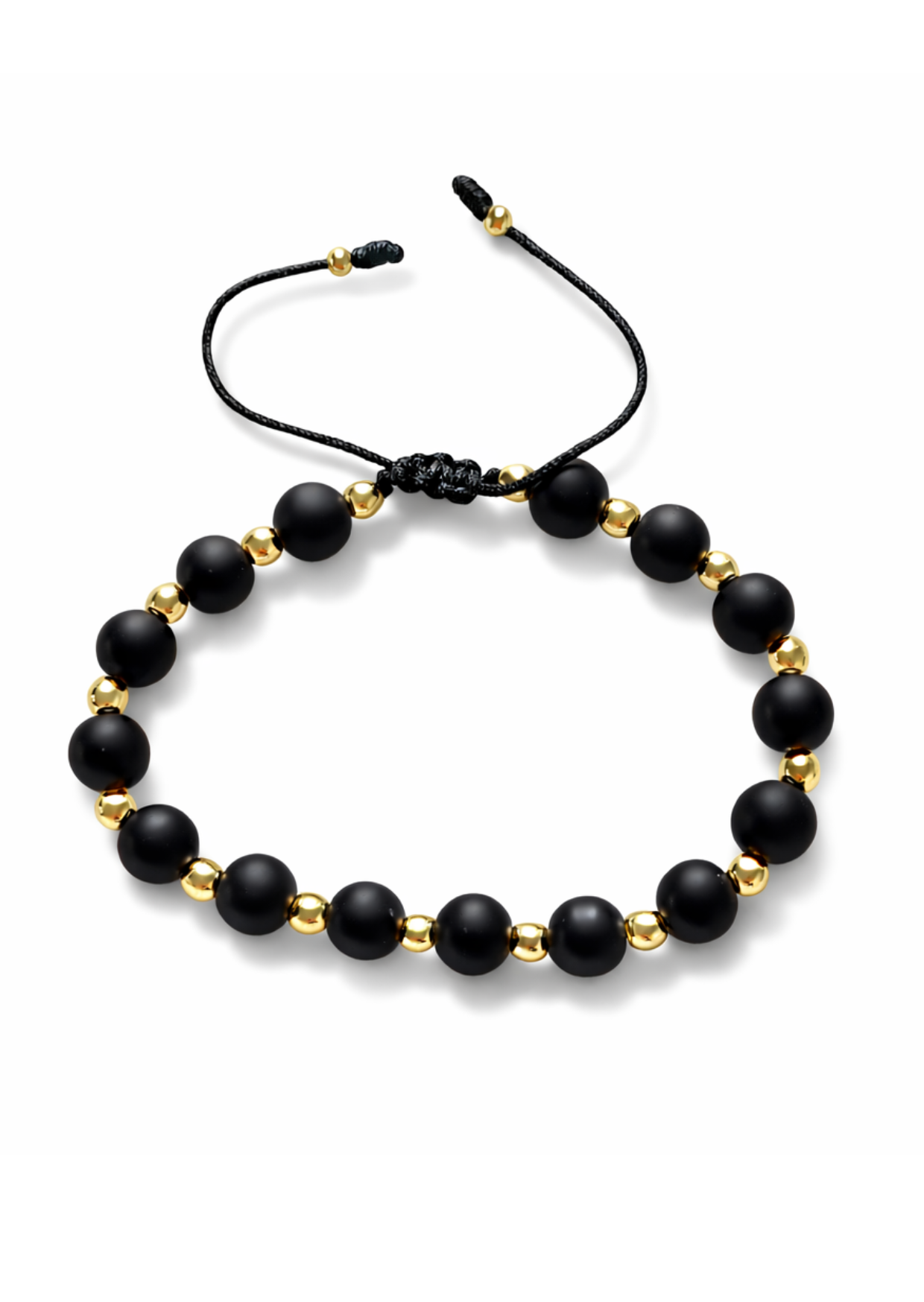 Pulsera de hilo ónix negra grande