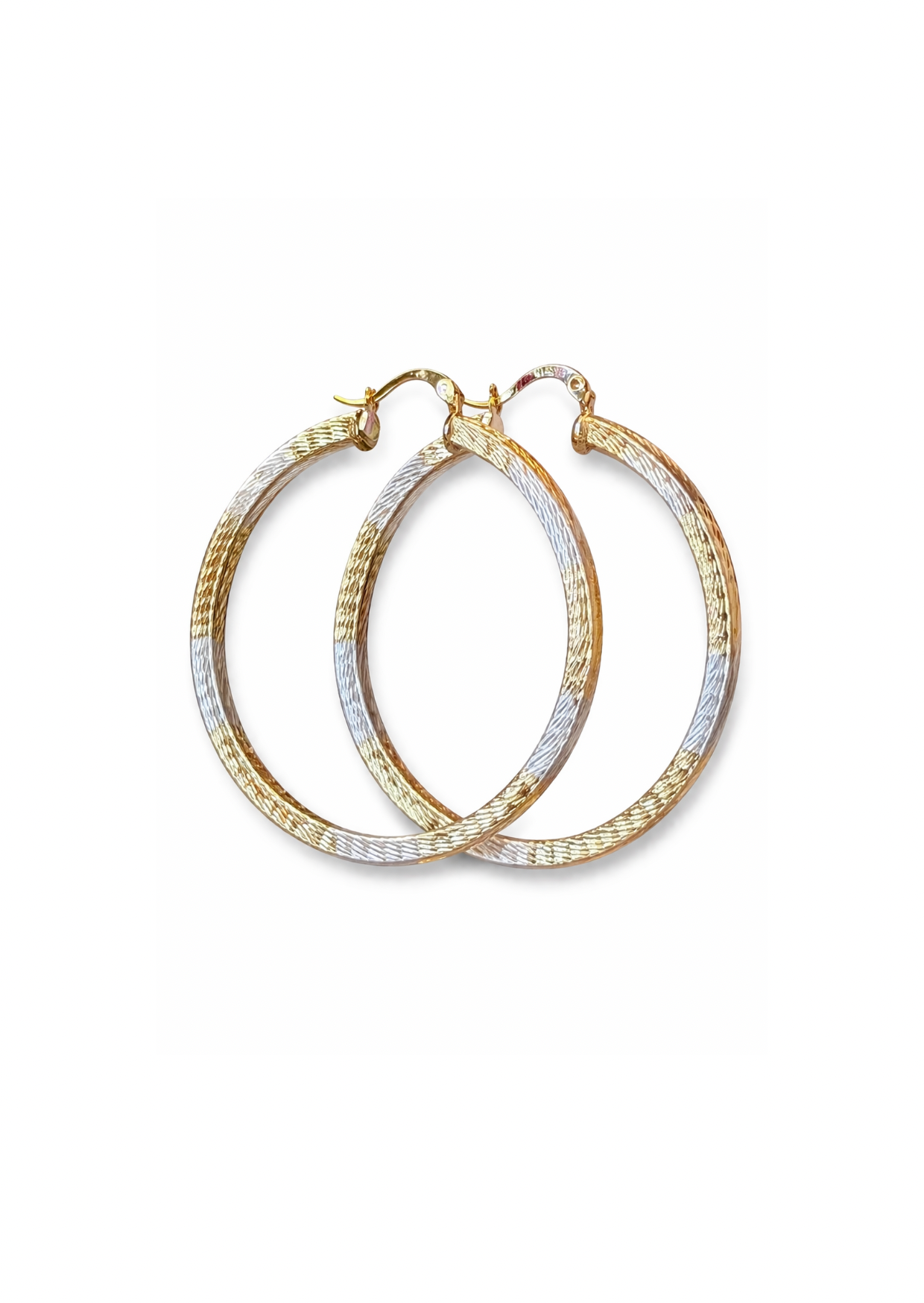 Aretes arracadas diamantada tricolor baño de oro