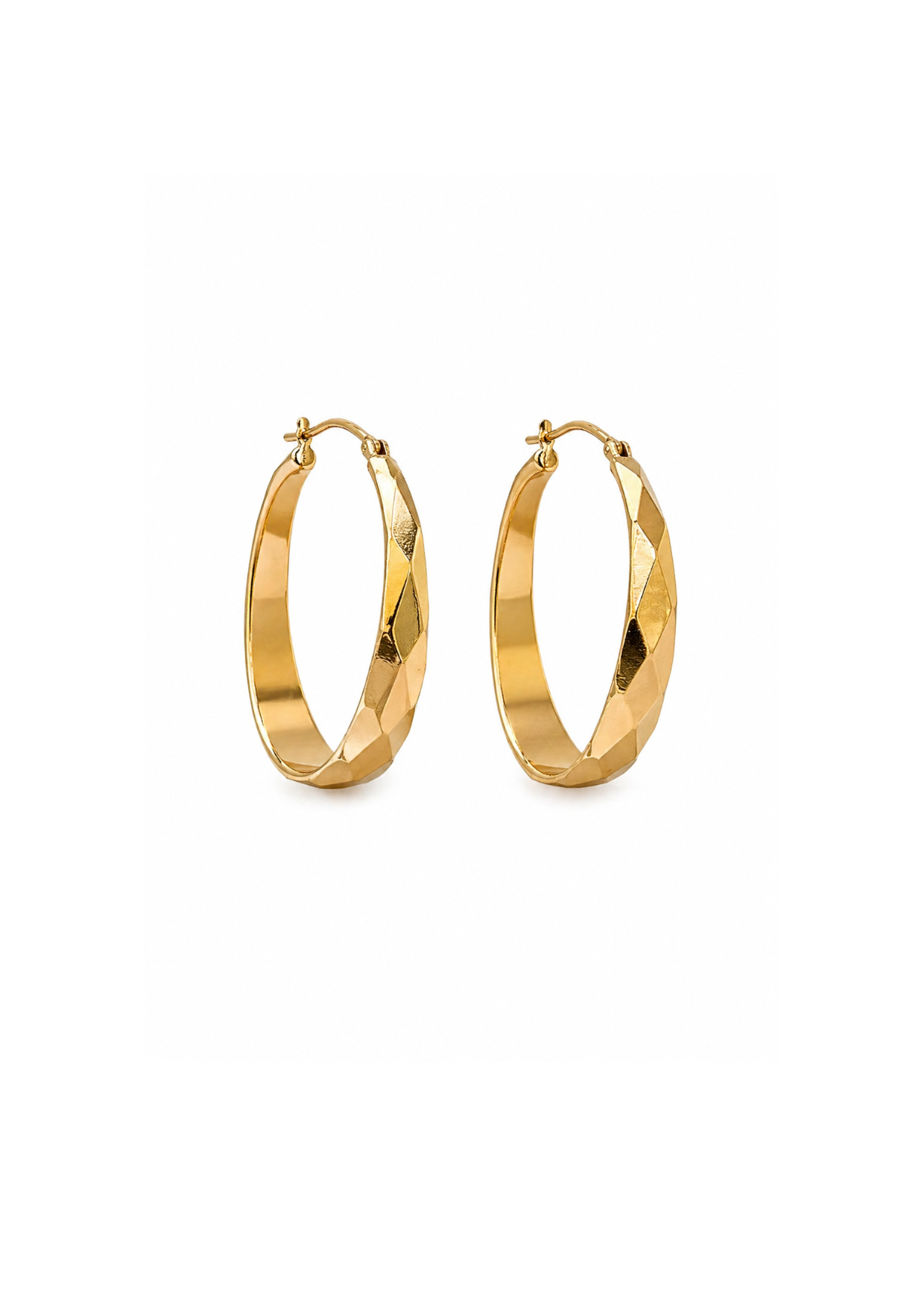 Aretes arracadas planas diamantada baño de oro